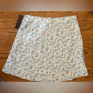 No Boundaries Asymmetrical Skirt - Light Blue Floral